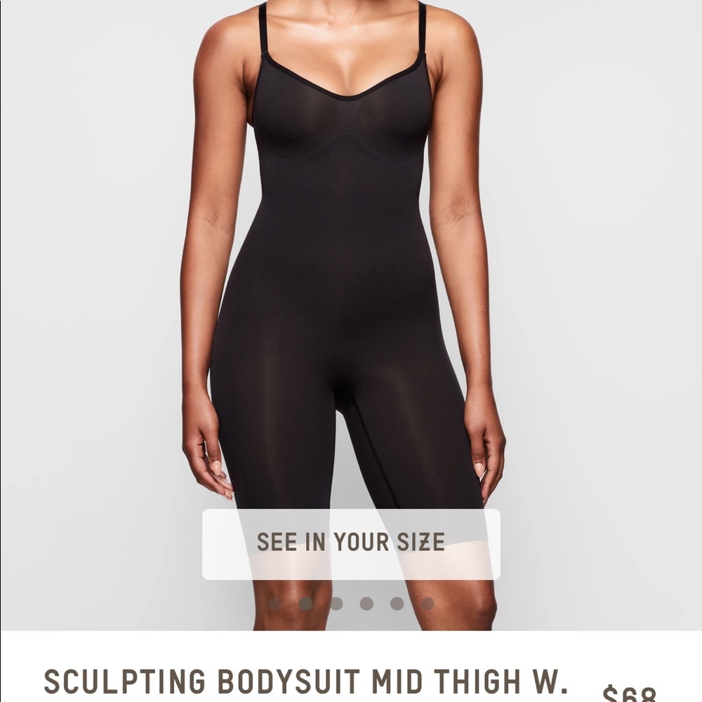 Sculpting Mid-Thigh Bodysuit - Black